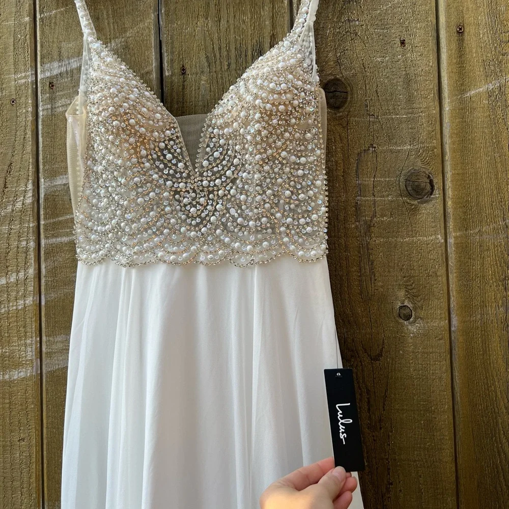 White True Love Beaded Rhinestone Wedding Gown 🌿 - Picture 4 of 13